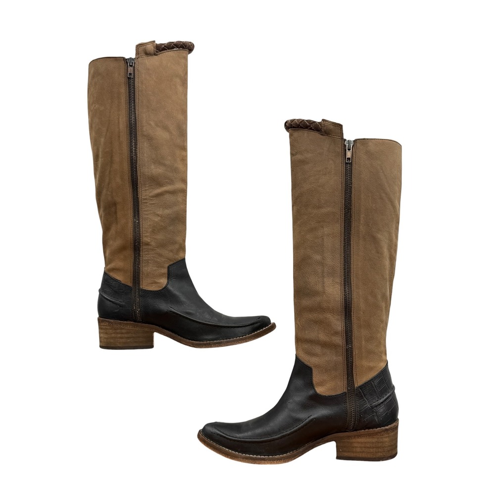 Free People Tritone Tall Western Boots Womens 36 6 Brown Leather Riding Cowboy - Picture 10 of 15